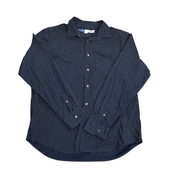 Old Navy Mens Dress Shirt Blue White Polka Dots Size Large Regular Fit - Picture 1 of 4